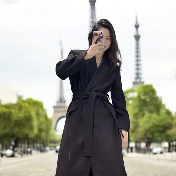 Zara Black Wool Blend Trench 
Measures as a large. - Picture 1 of 7